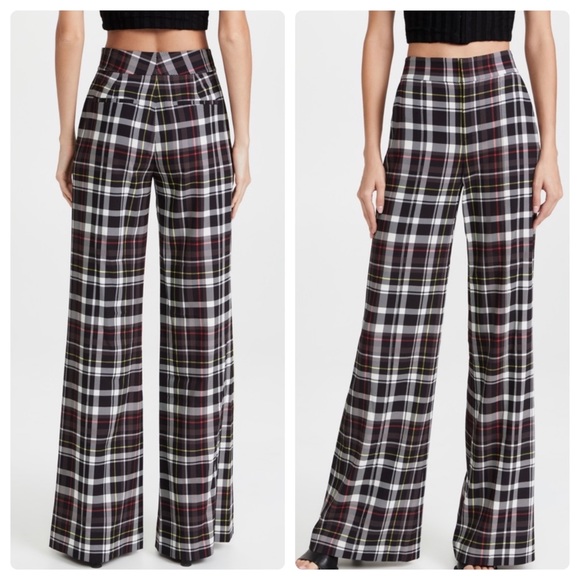 ALICE + OLIVIA Dylan Plaid Wide Leg Pant - Picture 1 of 12